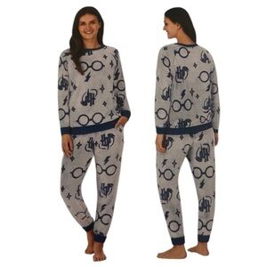 Harry Potter Wizarding World Blue 2 Piece Jogger Lounge Set Large Cozy Pajamas